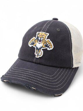 NHL Dad Hat, Florida Panthers Embroidered, Distressed Vintage Mesh Snapback